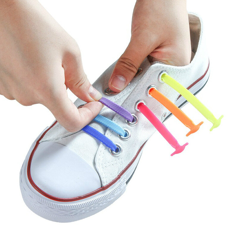 16 pçs/lote cadarços de silicone atacadores elásticos sapato especial sem laço cadarço para homens mulheres lacing borracha zapatillas 13 cores
