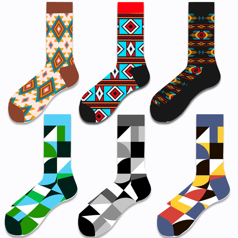Novo estilo étnico meias masculinas meias quadradas rua maré meias meias femininas meias masculinas