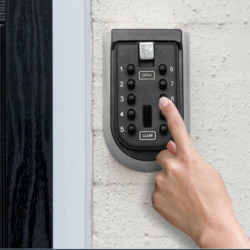 Wand Montiert Outdoor Schlüssel Lagerung Lock-Box 10 Digit Push-Taste Kombination Passwort Key Safe Box Verstellbarem Code Schlüssel halter NEUE