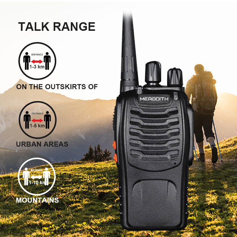 MERODITH-walkie talkie profesional 888S, radio bidireccional, conjunto inalámbrico de largo alcance, comunicador uhf, 400-470MHz, 16 canales, 2 piezas