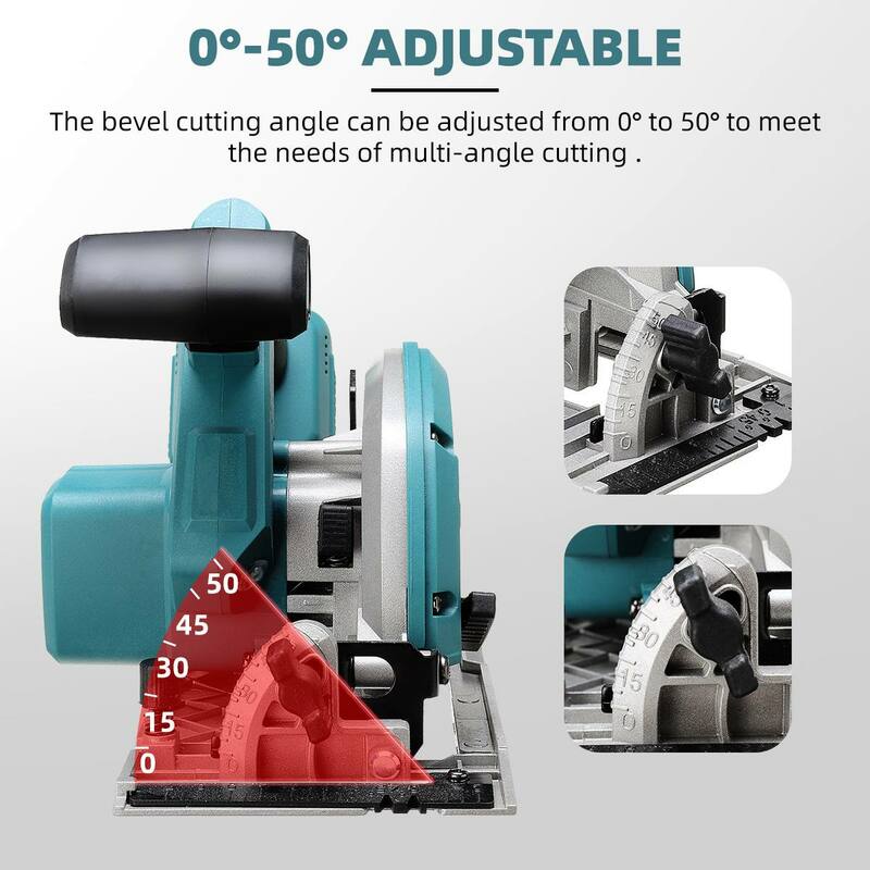 Brushless Electric Circular Saw Cordless Wood Electric Saw 165mm Saw Blade Adjustable Angle Cutting for Makita 18V Battery