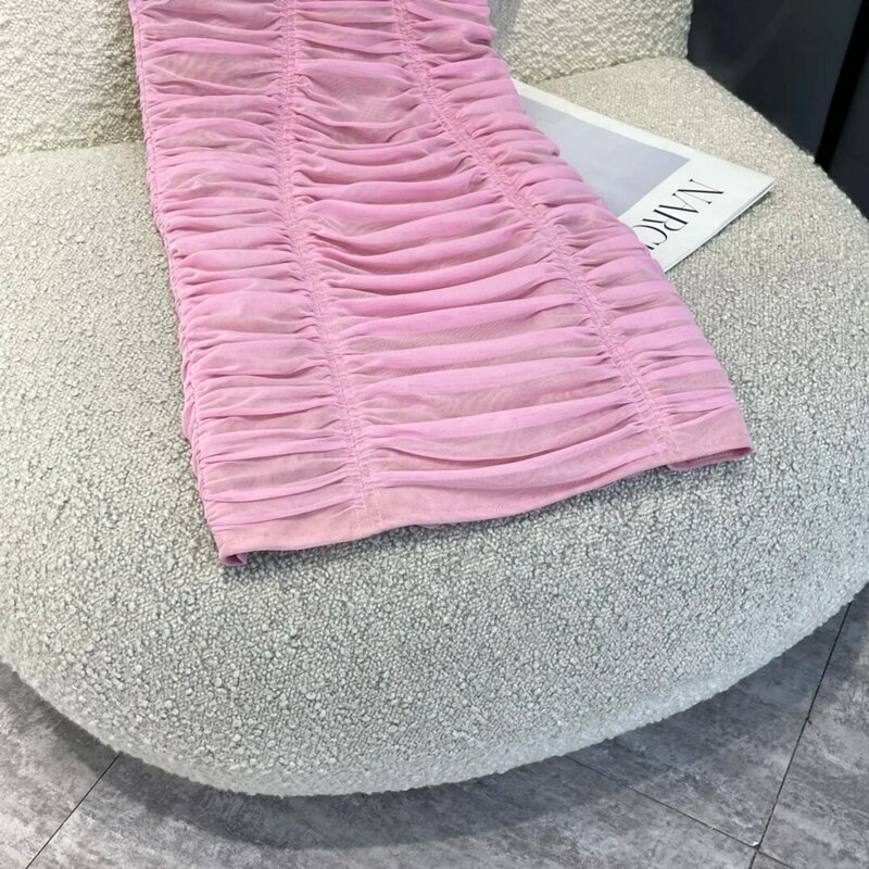 Женское винтажное платье-мини, розовое дизайнерское платье с бантом, расшитое бисером, осень 2022