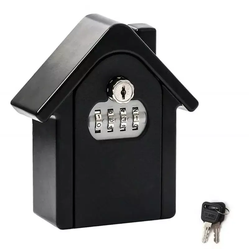 Caja de Seguridad para llaves montada en la pared, almacenamiento de bloqueo seguro de 4 dígitos para exteriores
