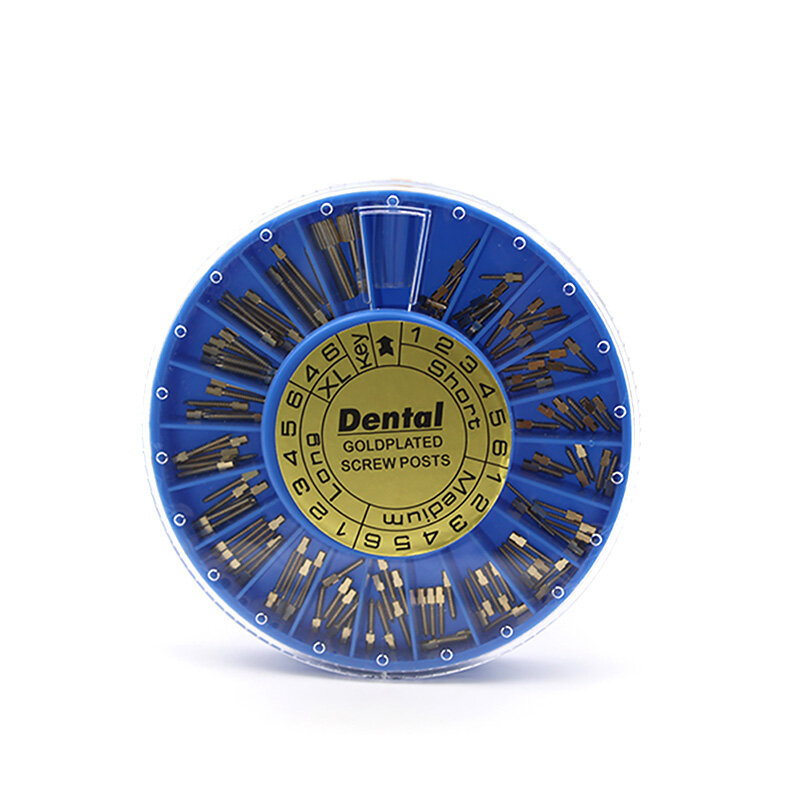 Kit de tiges à vis dentaires plaquées or, matériel dentaire pour dentiste, outil dentaire, 240 pièces par boîte
