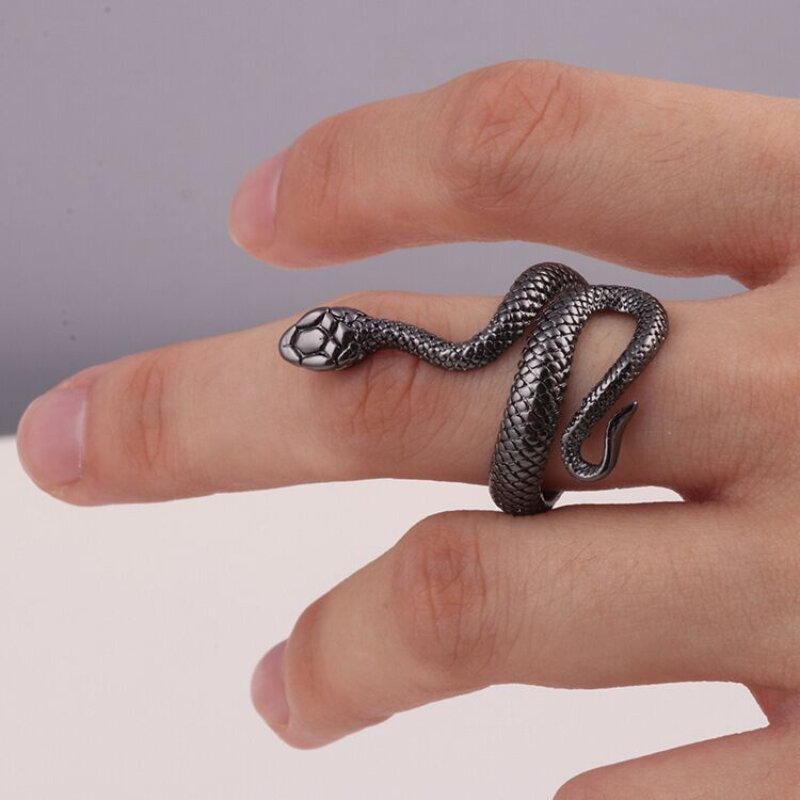 Кольцо змея в стиле ретро для мужчин и женщин, увеличенное регулируемое кольцо в античном стиле, регулируемое по размеру, со стереоскопичес...