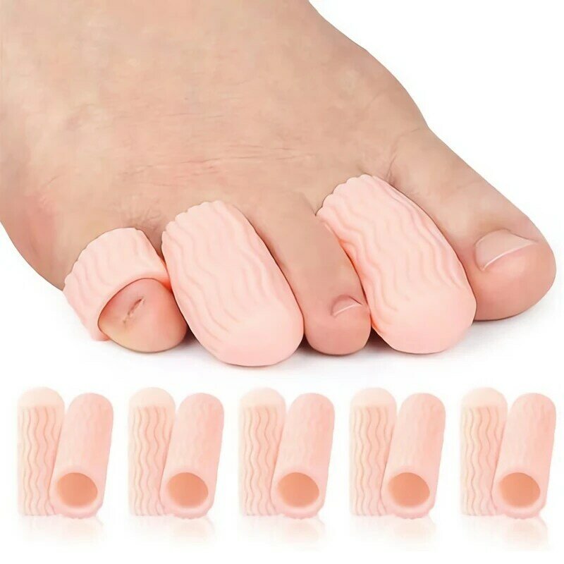 5 pares gel toe capa caps protetor silicone martelo separadores de dedo hallux valgus bunion corrector pé alívio da dor ferramenta cuidados