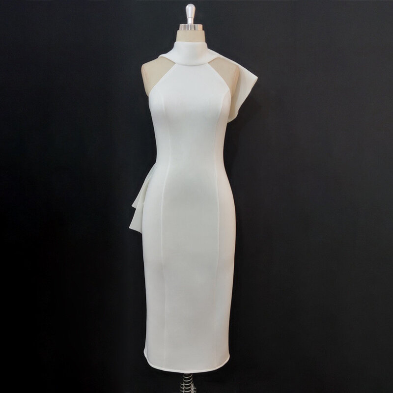 Женское однотонное платье-Холтер с открытой спиной и завышенной талией