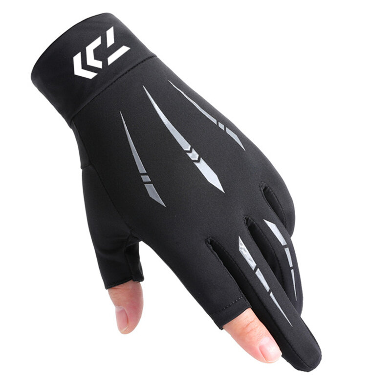 Daiwa nuovi guanti per la protezione solare in seta di ghiaccio per uomo e donna con due dita guanti antiscivolo per sport all'aria aperta traspiranti e sottili