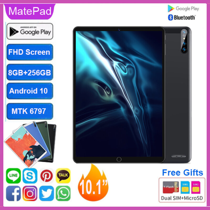 태블릿 MatePad 프로 10.1 인치 안드로이드 태블릿 10 코어 8 기가 바이트 RAM 256 기가 바이트 ROM 태블릿 안드로이드 10.0 태블릿 5G 와이파이 6000mAh GPS 태블릿