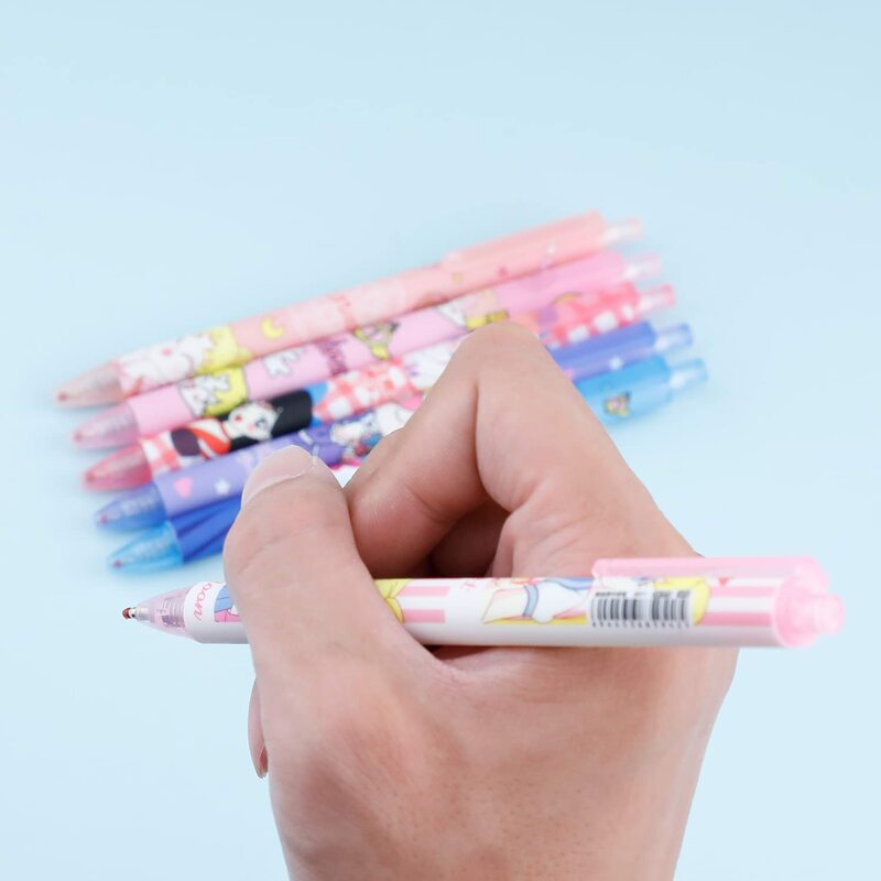 セーラームーン-ジェルペンアニメーションペン,6本,黒インク,0.5mm,女の子用学用品