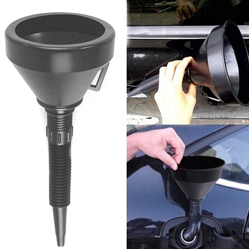 Car Motorcycle Refueling Funnel with Filter Universal Mesh Gasoline Engine Oil Fuel Filter Plastic Rubber Funnel Refueling Tools
