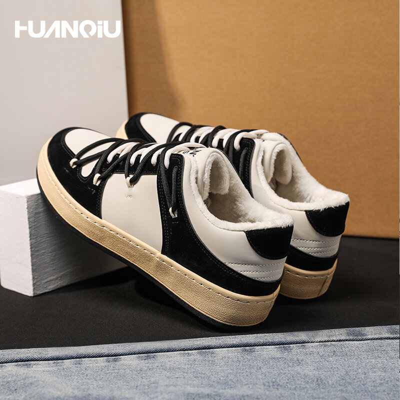HUANQIU รองเท้าผ้าใบการออกแบบละลายสีขาวขนาดเล็กใหม่ Plush รองเท้าสันทนาการ2021ชาย Moral รองเท้าวิ่งรองเ...