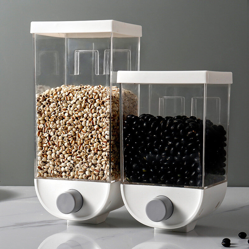Tanque sellado de granos de cocina, recipiente de almacenamiento de frutas secas transparentes, montado en la pared, a prueba de humedad, caja de almacenamiento de granos de arroz