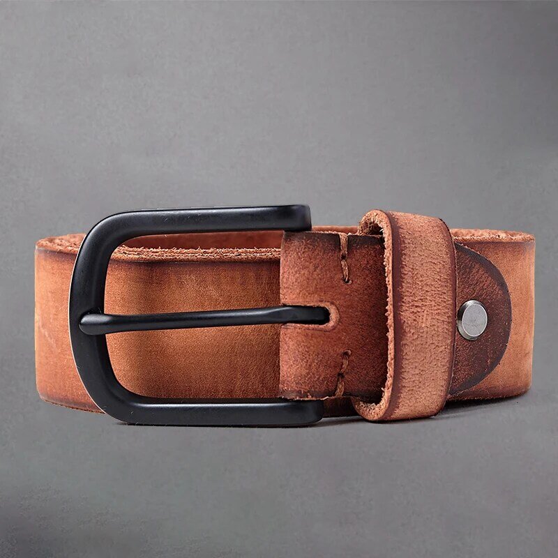 Cinturón de cuero con hebilla de alfiler para hombre, Cinturón de piel de vaca esmerilado, de alta gama, diseño lujoso, novedad de 2022