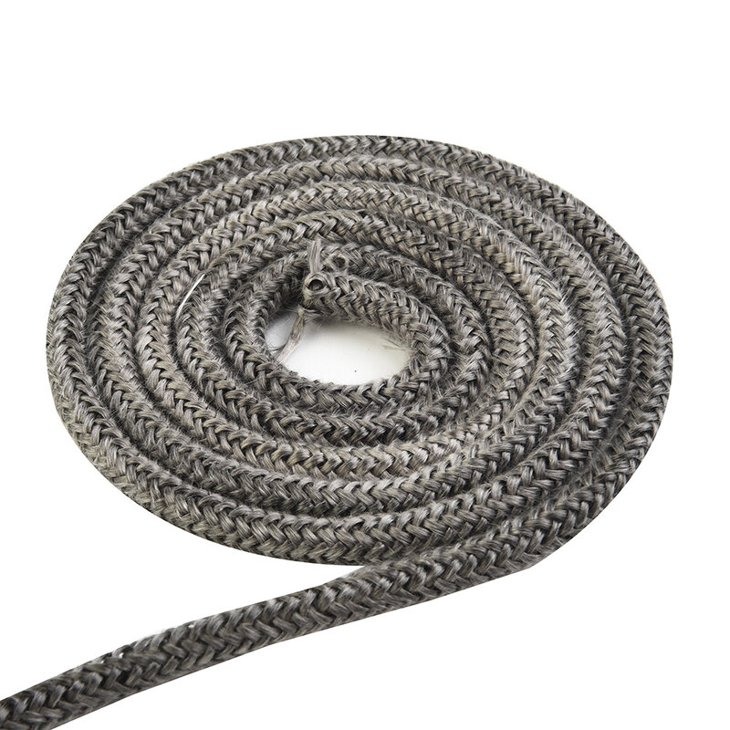 Tali penyegel perapian 6/8mm 2M, tali hitam kompor api pembakar kayu kompor suhu tinggi segel tali serat kaca