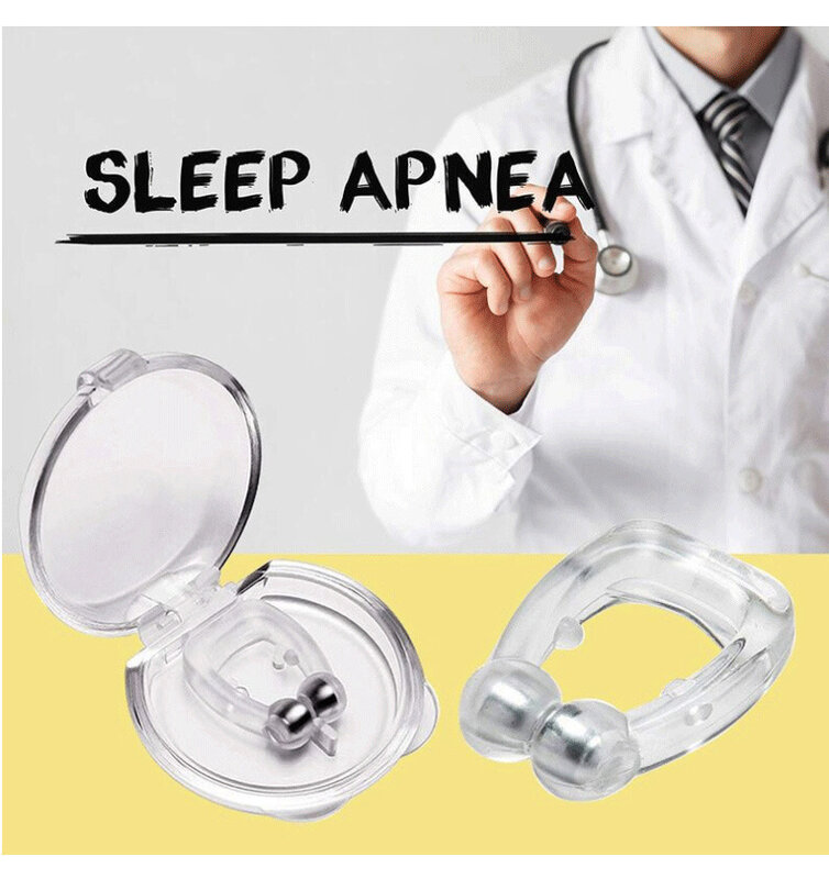 Clip de nariz antirronquidos magnético de silicona, bandeja para dormir, ayuda para la Apnea del sueño, dispositivo nocturno con funda Anti Ronco 1/2/4 piezas