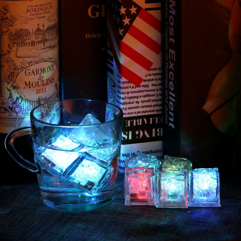 Lampu Led Neon Blok Berkedip Induksi Es Batu Bercahaya Warna-warni Dekorasi Kaca Anggur untuk Bar Pesta Pernikahan