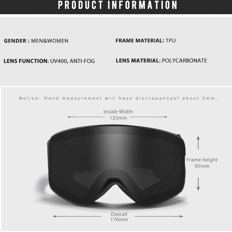 Dragon Winter Snowboard Goggles  Anti Fog Coating Sun Glasses UV400 Protection Optimized Lenses Goggle Design D292