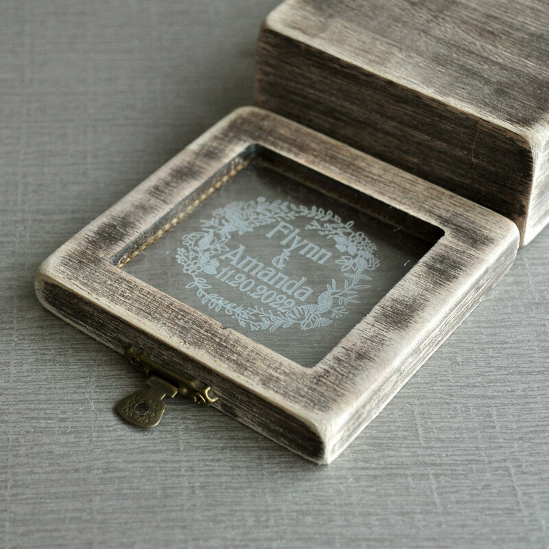 Коробка для колец на заказ, деревянная коробка для колец в деревенском стиле, Персонализированная Коробка для колец, Свадебный декор в дере...