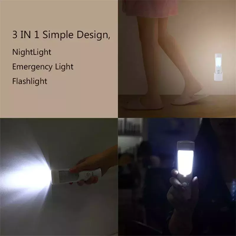 Luz nocturna de pared con Sensor de movimiento 4 en 1, linterna LED de emergencia recargable para acampar, luces de interior y exterior para el hogar