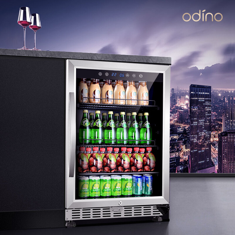 Odino grande capacidade display led mini refrigerador de vinho e bebida para uso doméstico