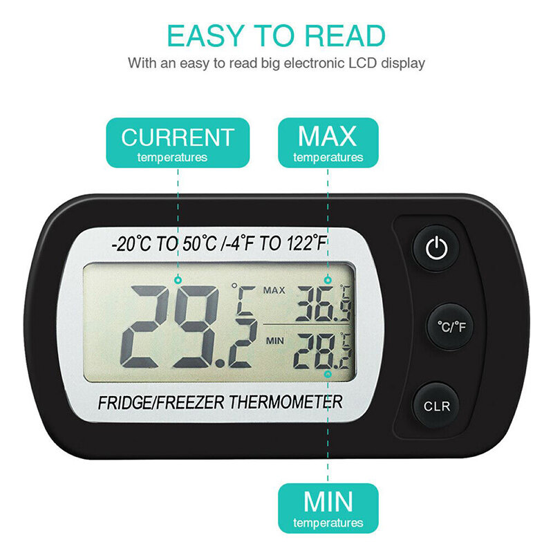 2In1 ميزان الحرارة الرطوبة LCD الرقمية درجة الحرارة الرطوبة متر كاشف الثلاجة الفريزر الحرارية أداة داخلية