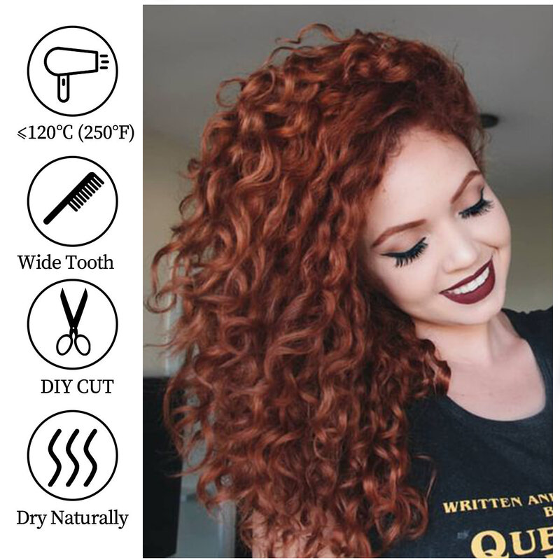 Wig keriting panjang coklat merah, dengan poni 17 inci Ombre longgar gelombang sintetis Wig alami tahan panas rambut serat untuk Cosplay wanita