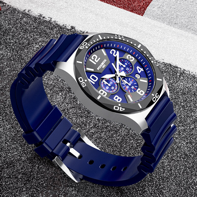 LIGE nowy Casual Sport Chronograph zegarki męskie pasek silikonowy zegarek wodoodporny duża tarcza kwarcowy zegar z Luminous + Box