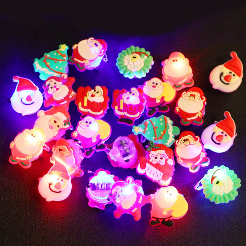 10pcs Halloween Decorations Creative Cute Glowing Ring Brooch Pumpkin Ghost Skull Rings for Kids Gifts Christmas Party Supplies
