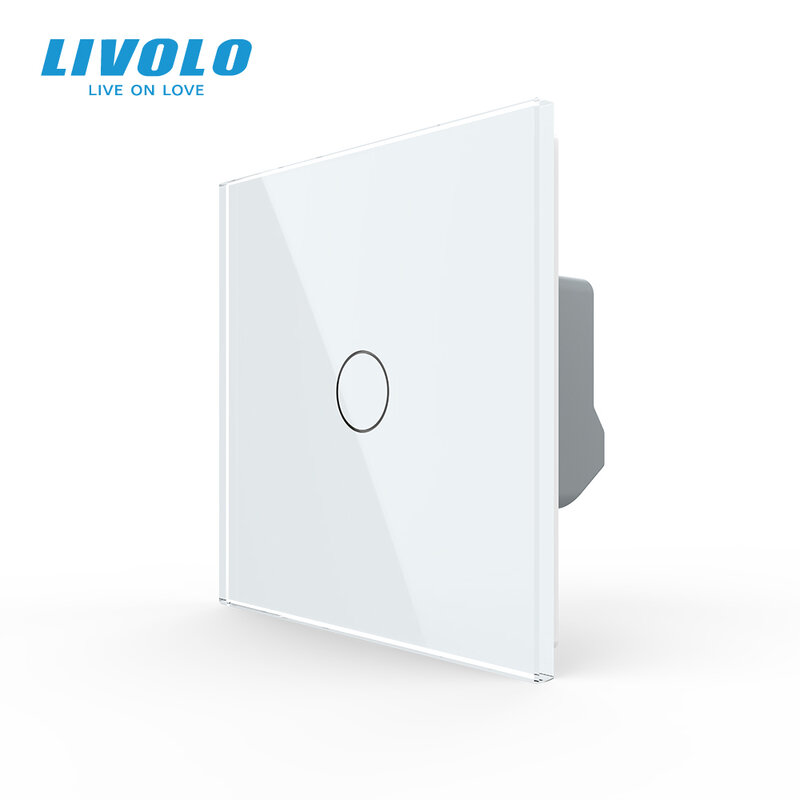 Livolo-Interruptor de pared de lujo con Sensor táctil, interruptor de luz estándar europeo de 1 entrada y 1 vía, cristal 220-250,C701-1/2/5