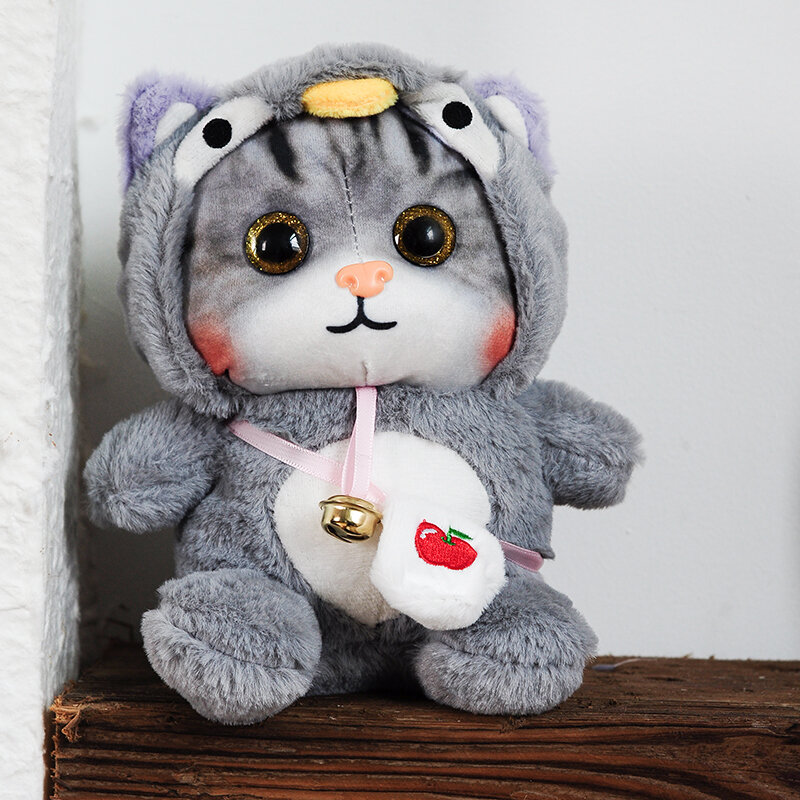 Muñeco de gato curativo de 25cm para niños, muñeco de felpa con colgante, sofá, mochila, decoración, regalo sorpresa de vacaciones