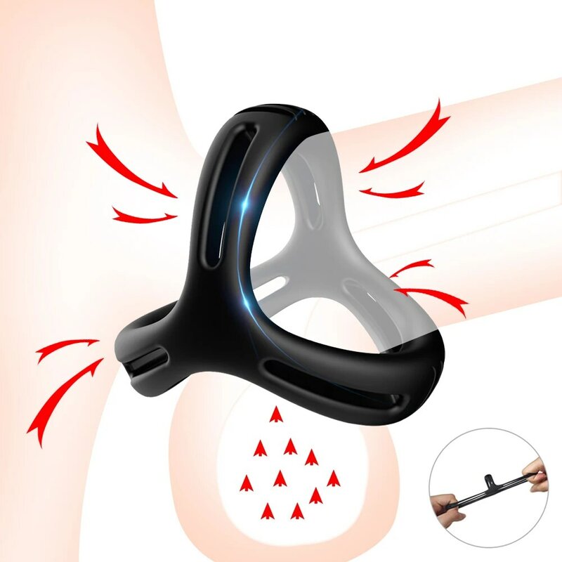 Anillo de silicona reutilizable para alargar el pene, Juguetes sexuales para pareja y hombre, agrandamiento retardante de eyaculación