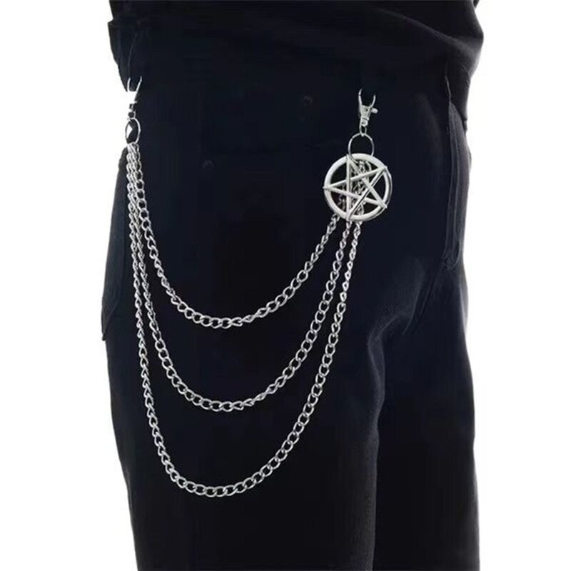 Штаны с цепочкой панковская поясная цепь для джинсов, Многослойная цепь в стиле хип-хоп, цепочка на живот
