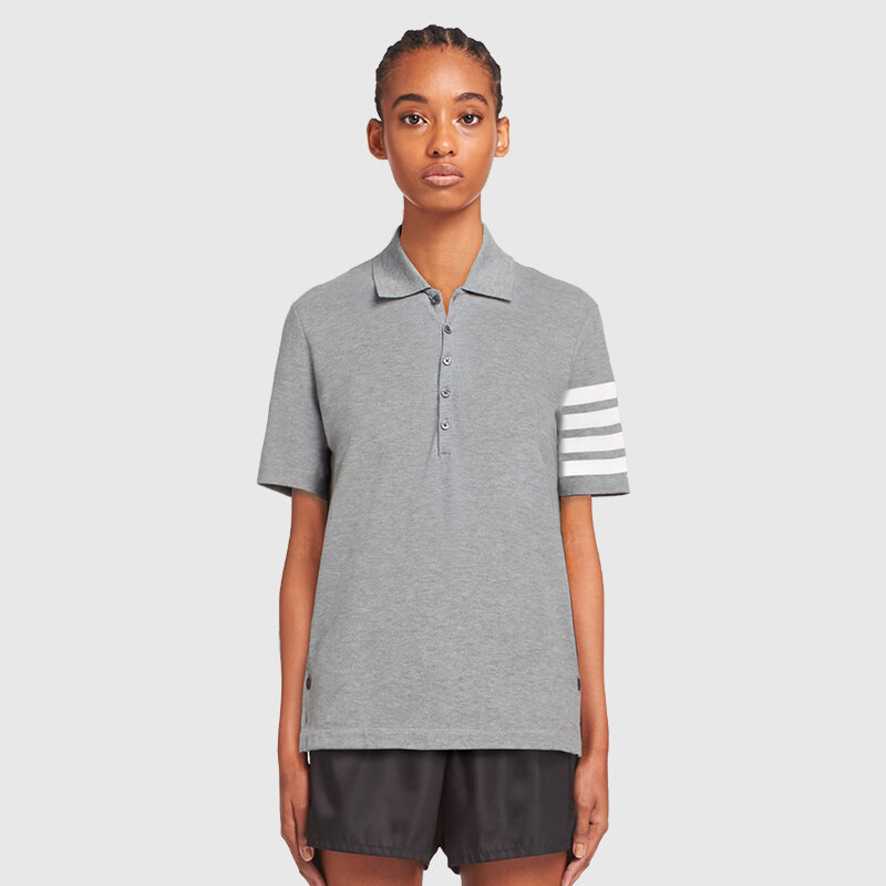 TB THOM-Camiseta de manga corta para hombre, Polo de marca de lujo a la moda, Camiseta de algodón transpirable, ropa de verano