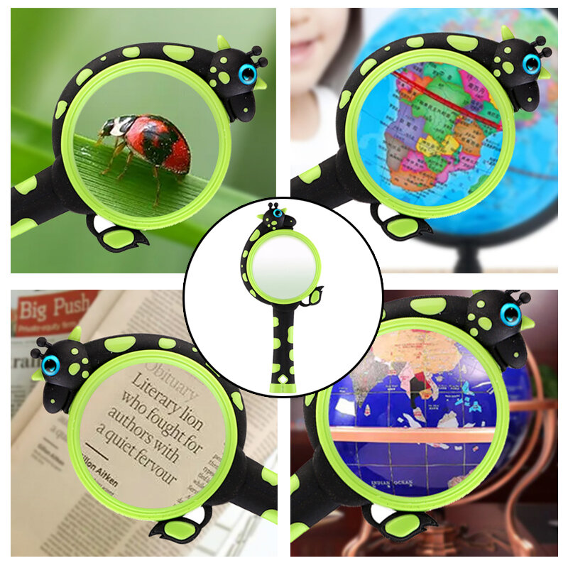 Handheld Magnifier for Children Giraffe Shaped Magnifying Glass for Kids ABS Shatterproof Frame Portable Light Weight