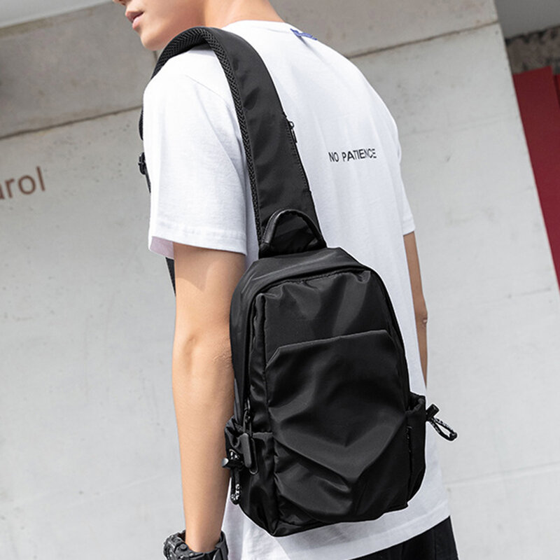 Men Fashion Shoulder Bag Men Multifunctional Oxford Messenger Bag Zipper Pocket Oxford Sling Pouch Lightweight for Travel Hiking