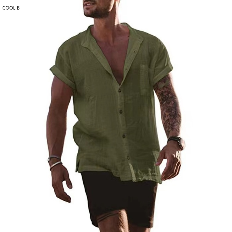 Kemeja Rami Musim Panas untuk Pria Pakaian Camisas De Hombre Camisa Masculina Chemise Homme Ropa Hombre Blus Kemeja Roupas Masculinas