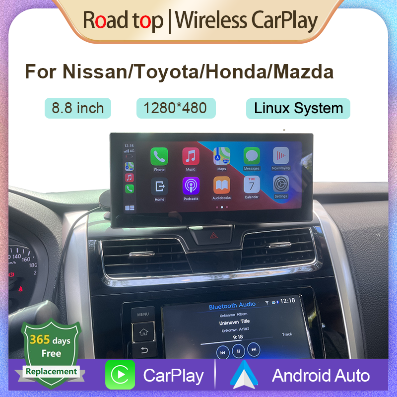 8.8 "Linux Tohch หน้าจอไร้สายของ Apple CarPlay สำหรับ Toyota Honda Nissan Mazda Android Auto Airplay BT GPS นำทาง