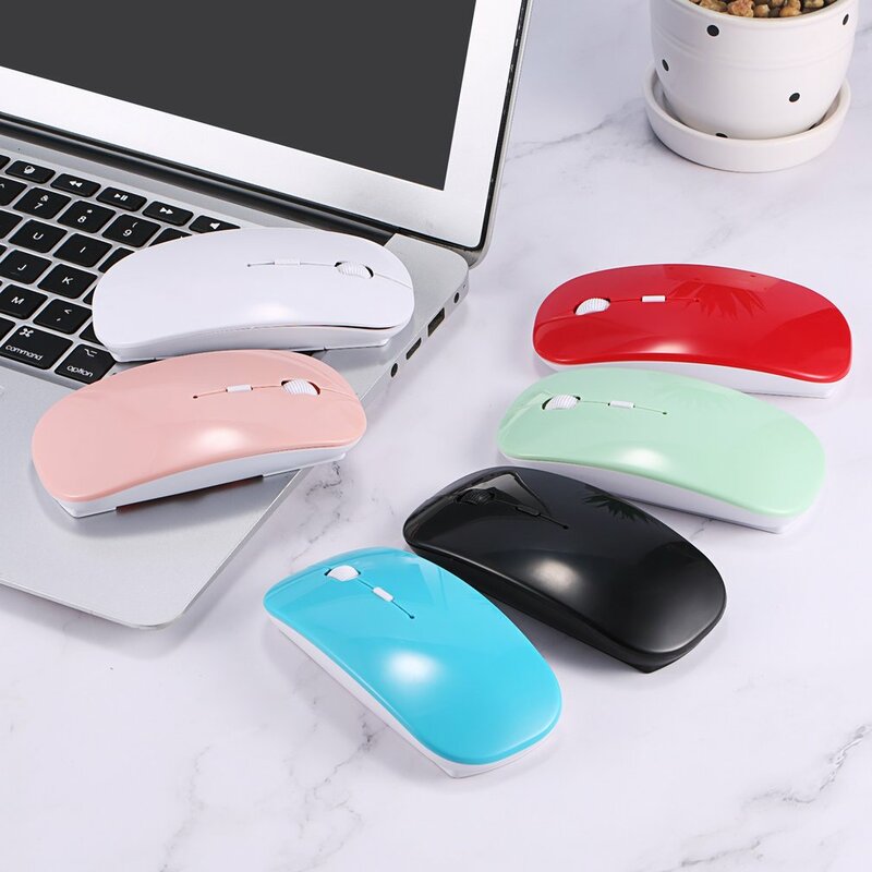 Mouse ricaricabile Wireless per Computer portatile PC, Mini Mouse Cordless silenzioso sottile, Mouse 2.4G per casa/ufficio