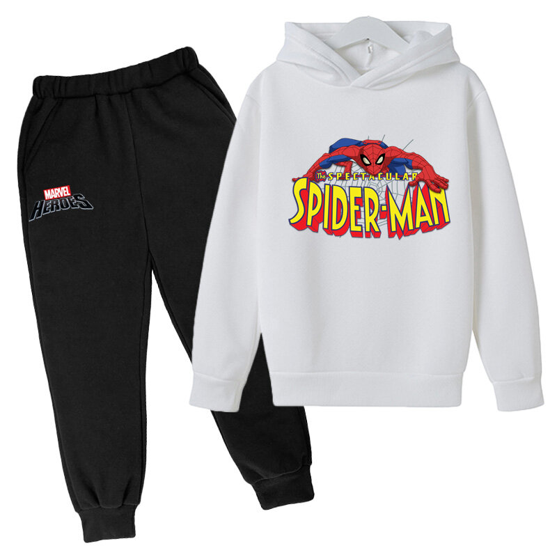 Marvel-chándal de Spiderman para niños y niñas, conjunto de Sudadera con capucha y pantalones de superhéroe, Conjunto de sudadera para niños