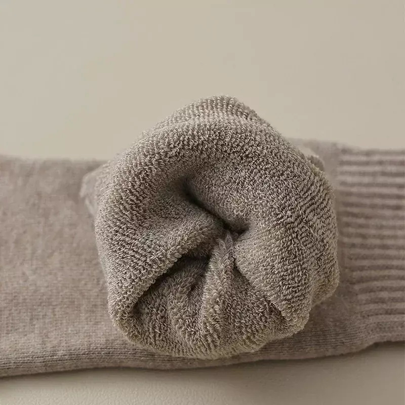 Calcetines de felpa con punta gruesa para mujer, calcetín de algodón sólido, absorbente de sudor, suave, elástico, transpirable, mantiene el calor en el suelo, 5 dedos, 1 par