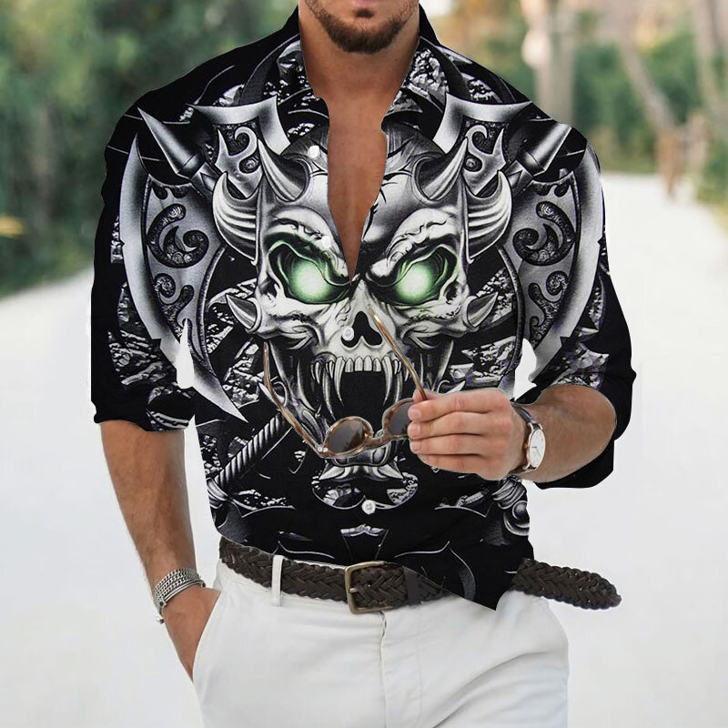 Camicie Rock per uomo camicia da uomo hawaiana stampata in 3d Nightclub manica corta per il tempo libero top Hip Hop oversize maglietta da uomo Camisa