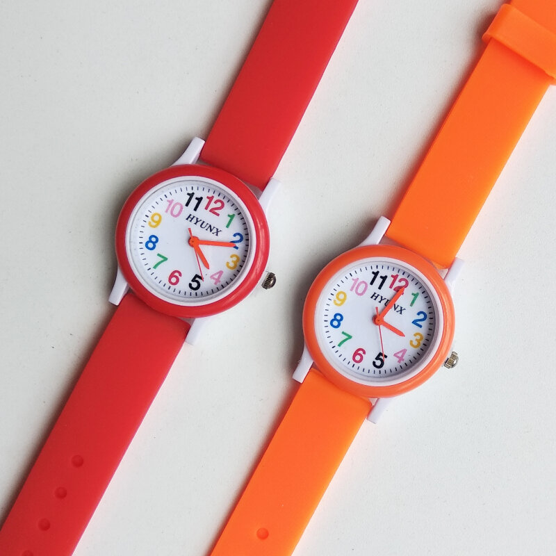 Moda unisex crianças relógio de escola do ensino médio estudante exame relógio de pulso cor sólida silicone feminino relógios para crianças presente de aniversário