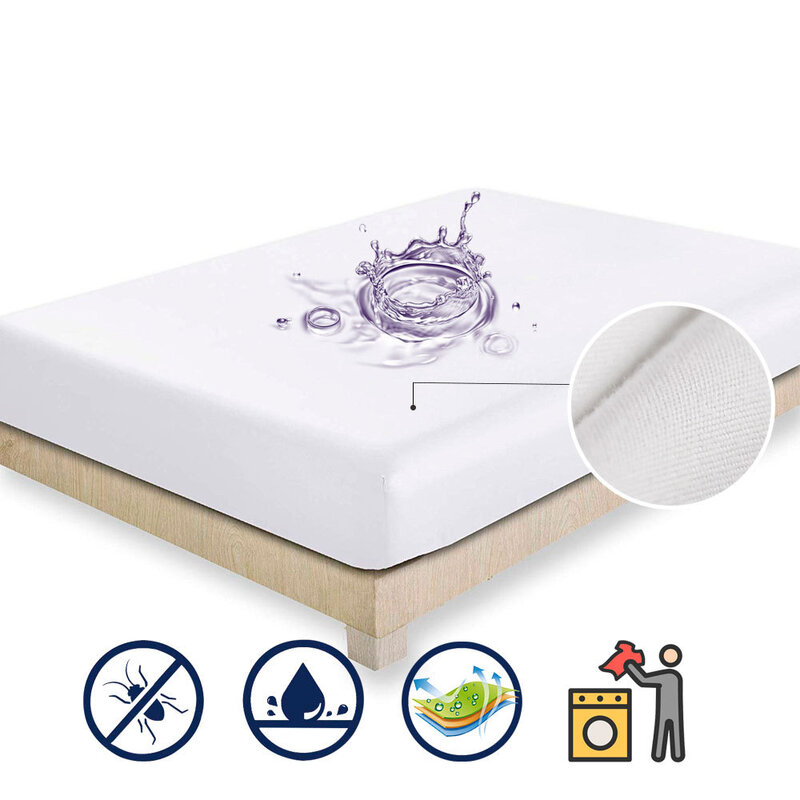 Polyester Terry Wasserdichte Matratze Pad Abdeckung Anti Milben Beweis Bettlaken Matratze Protector Für Bett Matratze Topper Atmungsaktiv