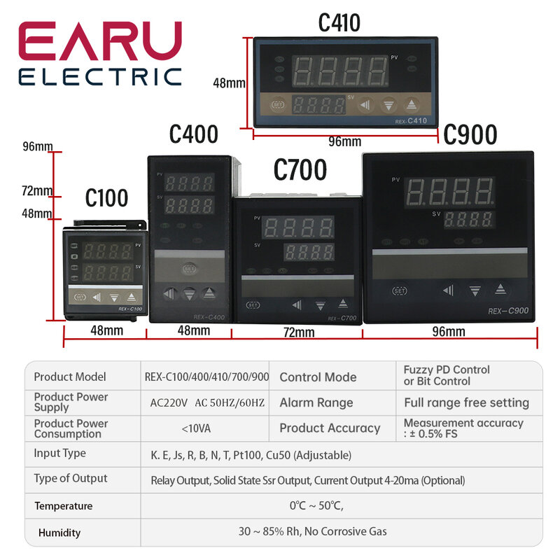 PID الرقمية الذكية الصناعية متحكم في درجة الحرارة K العالمي المدخلات REX-C100 C400 C700 C900 ترموستات SSR التتابع