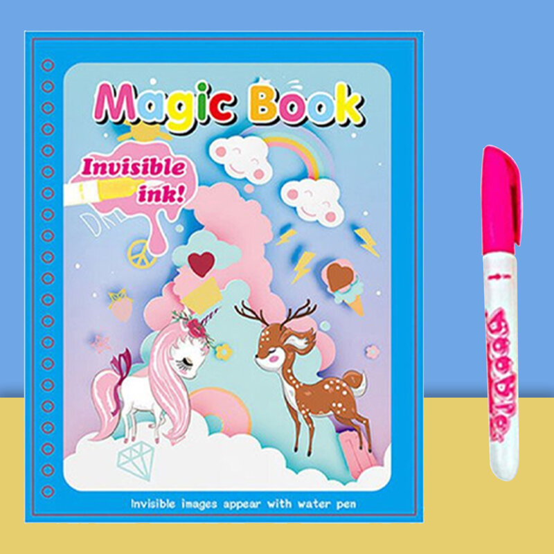 Libro de pintura al agua para niños pequeños, libro de colorear con agua reutilizable, almohadillas mágicas de actividades de revelación de agua, juguetes educativos de aprendizaje para