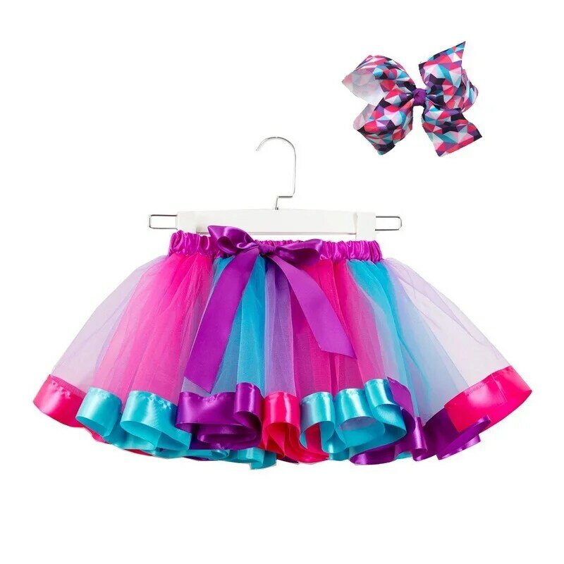 2022ใหม่เสื้อผ้าเด็กผู้หญิง Tutu กระโปรงมินิ Pettiskirt สาวปาร์ตี้ Dance Rainbow Tulle กระโปรงเด็กเสื้อผ้า12M-8T