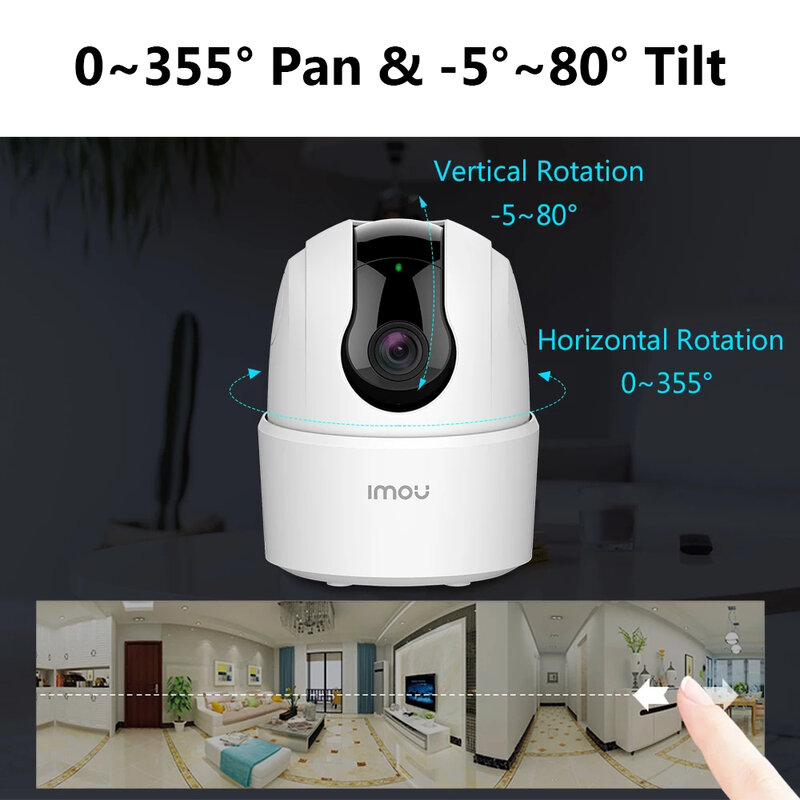 Imou Wifi Dalam Ruangan IP Kamera Ranger 2C Pelacakan Pintar Cakupan 360 Derajat Deteksi Manusia Bicara Dua Arah Alarm Suara Abnormal