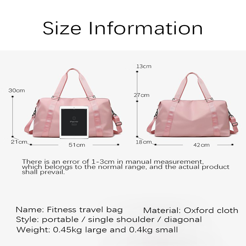 Bolso grande de viaje para mujer, bolsa de mano de nailon, impermeable, para el hombro, ideal para el gimnasio y el fin de semana