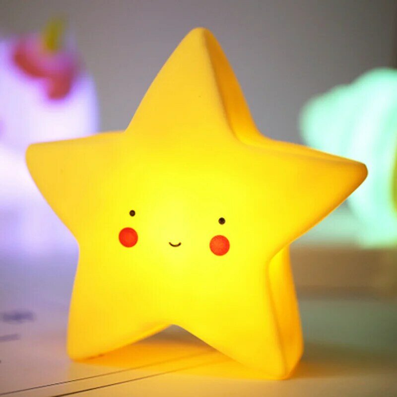 2022 Pentagram Bulan Awan Led Lampu Malam Bayi Anak-anak Dekorasi Kamar Tidur LED Mainan Pemodelan Cahaya Hadiah Mainan Bayi Anak-anak